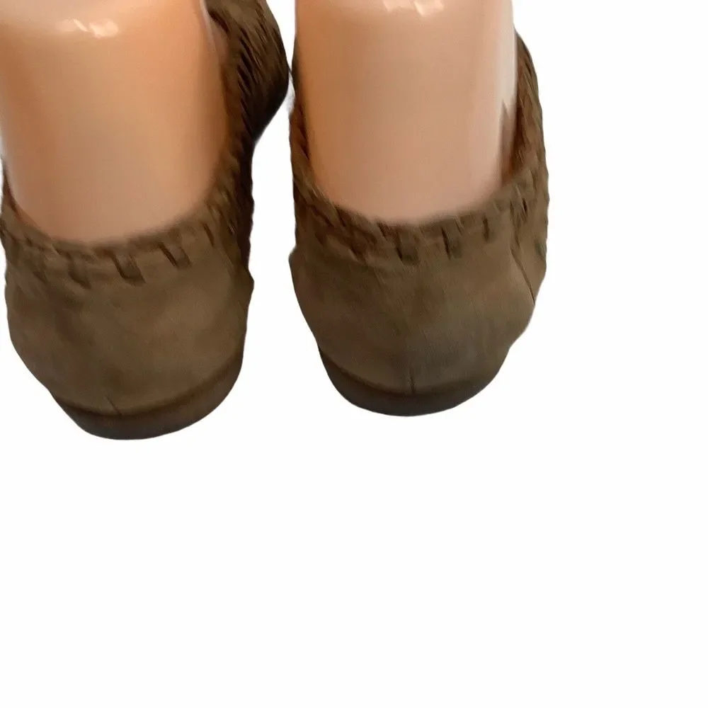 VIA SPIGA Brown Leather Suede Flats Slip on Shoes size‎ 6.5 Italy